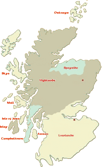 Orkneys Skye Speyside Highlands Mull Isle of Jura Islay Campbeltown Arran Lowlands